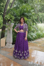 Load image into Gallery viewer, Sharda Pure Chinnon Dark Rani Dhavani Set | Langa Voni | Shoppers Trend