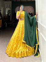 Load image into Gallery viewer, Priya Tussar Silk Yellow Dhavani Set | Langa Davani Set | Half-Saree | Shoppers Trend