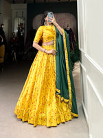 Load image into Gallery viewer, Priya Tussar Silk Yellow Dhavani Set | Langa Davani Set | Half-Saree | Shoppers Trend