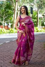 Load image into Gallery viewer, Kavya Kalamkari Tussar Silk Saree | Shoppers Trend
