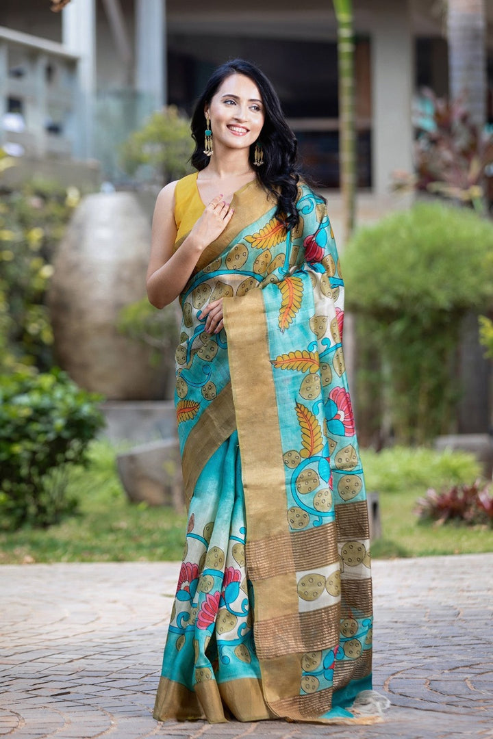 Kavya Kalamkari Tussar Silk Saree | Shoppers Trend