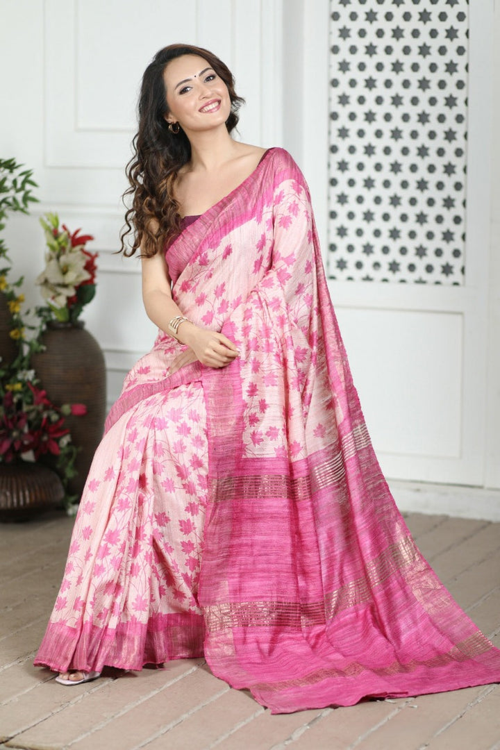 Kavya Kalamkari Tussar Silk Saree | Shoppers Trend