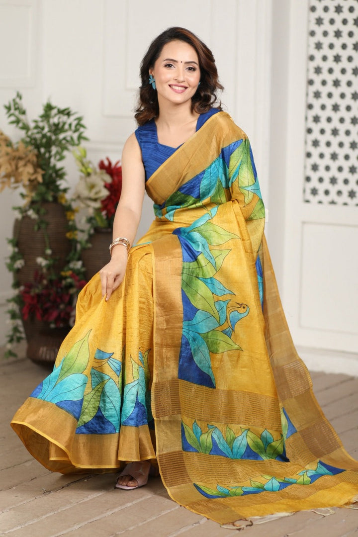 Kavya Kalamkari Tussar Silk Saree | Shoppers Trend
