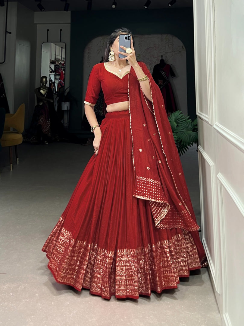 Mohini Pure Chanderi Dhavani / Langa Davani / Half Sarees | Shoppers Trend