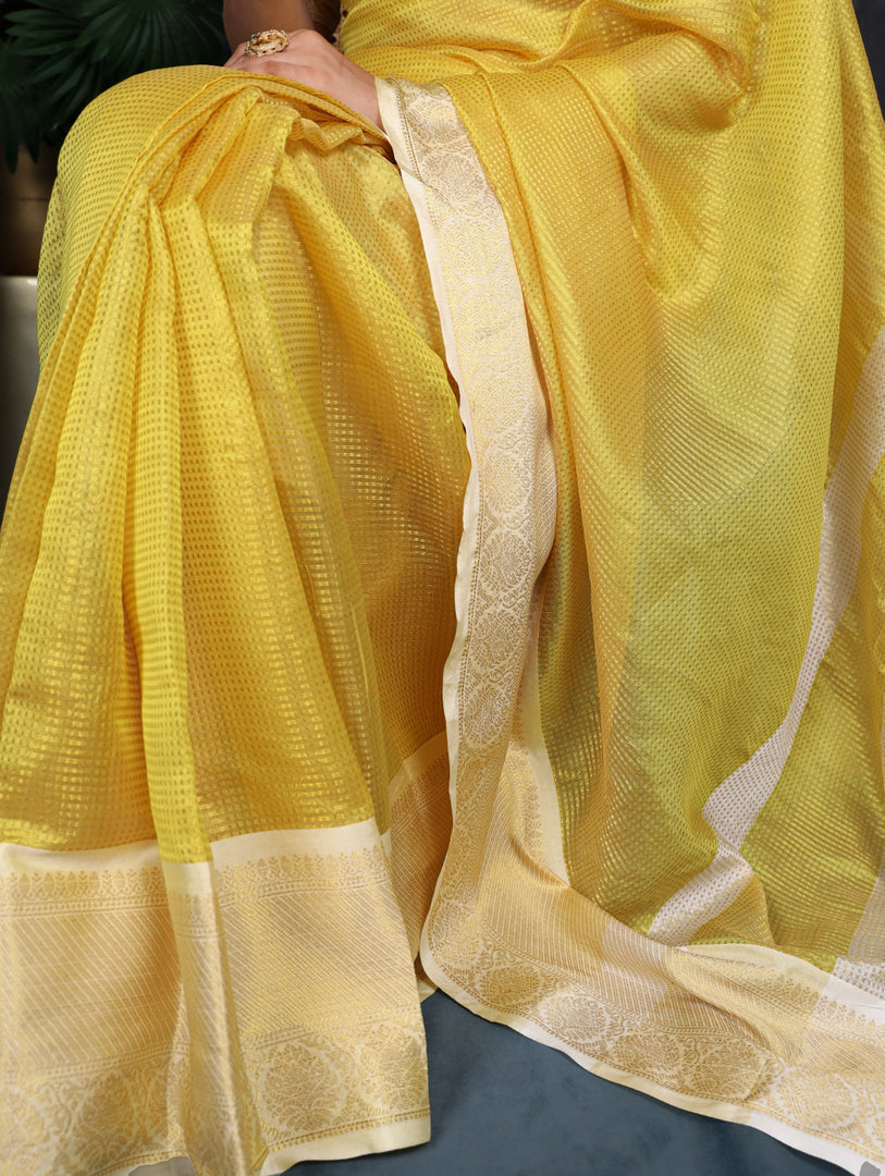 Daya Jacquard Chex Saree | Shoppers Trend