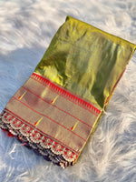 Load image into Gallery viewer, Perrot Soft Paithani Silk Sarees With Price and Online Shopping Price Under 2500 . This Saree Most Famous For Party , Celebration and Durga Puja Special For this Saree . This Saree Traditional Look For 2024-25 . This Fabric Saree Heavy Embroidery Saree and Zari Weaving Work and Parrot  Blouse , Traditional Look For 2024-25 , 2025-26 .