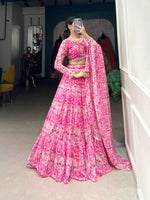 Load image into Gallery viewer, Rani Pink Color Georgette Dhavani Set , Langa Voni , Half-Saree and Langa Davani Set Price and Online Shopping Price Under 2000 , this Fabric So Heavy and Pink Color Rare Case Using Lehenga Printed Work , Blouse and Dupatta Printed Work , Traditional Look For 2024-25 , 2025-26 .