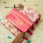 Load image into Gallery viewer, Pink soft silk sarees for weddings and price and online shopping and this fabric smooth softness fabric .The first manufacturing of Soft Silk Sarees in India can be traced to Kanchipuram in Tamil Nadu , India .