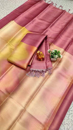Load image into Gallery viewer, Pink Color Softy Silk Sarees With Price and Under 1500 . this Fabric Soty Silk Pink Color For Weddings Price Under 1500 . this Fabric Softy Silk Digital Printed and Zari Weaving Work Heavy Sorty Silk Saree . Shop Digital Softy Silk Sarees with gold zari, contrast borders, and jacquard blouses.