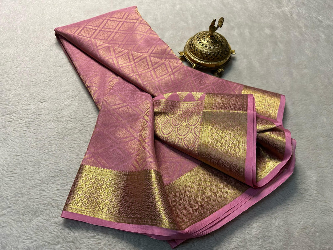 Pink Mysore Silk Saree With price and Online Shopping Price Under 1500 . this Fabric Most Mysore Silk saree Famous Soft and Smooth fabric . this Fabric Mysore Silk Sarees For Weddings . Tradition look for 2024-25 .