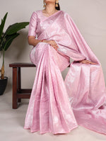 Load image into Gallery viewer, Pink Kanjivaram Sarees With Price and Online Shopping Price Under 1500, this Saree Crafted Most Authentic and Most Beautiful Saree and Best Product . This Fabric Kanjivaram Saree under 1500. This Saree Pink Color Kanjivaram Saree For Weddings Best Wear Collection 2025-26 .