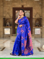 Load image into Gallery viewer, Pure Blue Soft Paithani Silk Sarees With Price and This Fabric Soft Paithani Silk Saree For Weddings for Under Price 2000 . This Fabric Soft Paithani Silk Saree First Manufacturer in Aurangabad district of Maharashtra. This fabric Soft Paithani Silk RIch Pallu and Soft Fabric .
