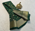 Load image into Gallery viewer, Pure Green Color Wonderful Pure Mysore Silk Sarees With Price And Online Shopping Price Under 1500. This Fabric Pure Mysore Silk Saree Mainly Manufacturing Pure  Mysore district in Karnataka  , India .