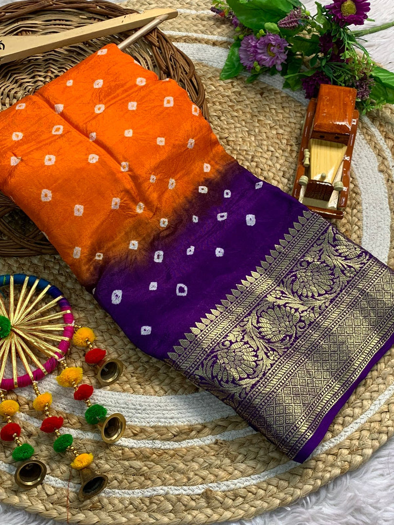 Gleaming orange Colour Cotton Silk Saree With Price and Online Shopping
