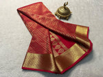 Load image into Gallery viewer, Red Color Mysore Silk Sarees WIth Price and Best Weddings Choise . This fabric Red Mysore Silk Sarees With Online Shopping Price Under 1500 . this Fabric Very Smooth and heavy Premium Rich Border and Fully Zari Weaving Work. this Fabric Mainly Manufacturing In Karnataka, India . Traditional Look Saree 2024-25-26 .