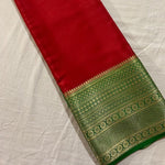 Load image into Gallery viewer, Pure Red Semi-Mysore Silk Saree Online Shopping Price Under 1000 . This Semi-Mysore Sil Saree Green Pall\u Rich and Good Quality Fabric and Low Price Under 1000 . Traditional Look For 2024-25 .