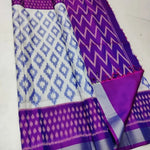 Load image into Gallery viewer, Purple Ikkat Silk Saree Online , Traditional Purple Handloom Saree , 
Purple Digital Print Saree for Festive Wear , Elegant Purple Soft Silk Saree , Purple Ikkat Saree with Blouse Piece