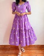 Load image into Gallery viewer, Purple Maska Cotton With Price and Online Shopping Price Under 1000 . this Fabric For Wedding Special Price Under 1000 .  Step out in style with this Maska Cotton Embroidery Work  Dress. Crafted with lightweight, breathable fabric and a flattering 3.5-meter flare, it’s ideal for casual and festive occasions.