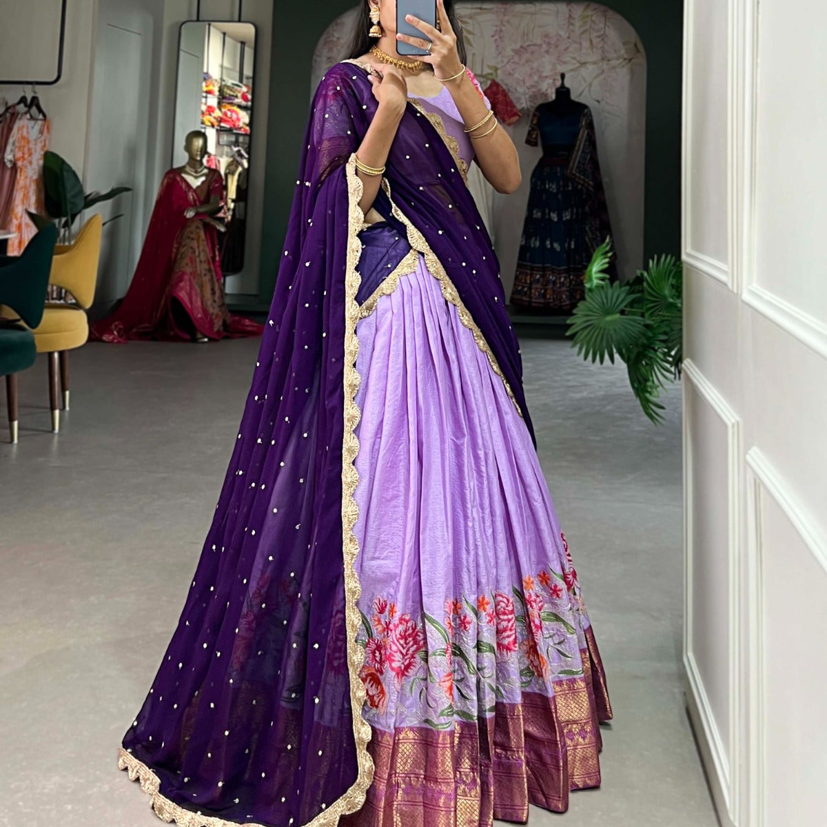 Saisa Cotton Silk Half Saree Langa Voni Shoppers Trend