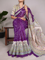 Load image into Gallery viewer, Buy Royal Purple Saree with Zari Work , Festive Wear Purple Silk Saree Online , Designer Purple Saree for Weddings, Traditional Purple Banarasi Saree for Women , Shop Trendy Purple Georgette Saree .
