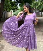 Load image into Gallery viewer, Purple Maska Cotton Dress With Price and Online Best Shopping Price Under 1000 . this fabric Maska Cotton Pure Purple Color In Heart Shape Printed Work and dress For Woman Model Using Popular Pattern and Traditional Look 2024-25 .