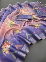 Load image into Gallery viewer, Purple Pure Kanjivaram Silk Sarees With Price and Online Shopping Price Under 2000 . This Fabric Soft and Flowers Design most Unique . This Fabric Pure Kanjivaram Zari Silk Saree For Weddings and Silver Zari Weaving Work .