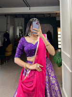 Load image into Gallery viewer, Purple Color Jacquard Silk Dhavani Set , Langa Voni , Half-Saree and DavanI Set Saree Price and Online Shopping Price 2000 , Buy Dhavani Set Online , Traditional Half-Sarees for Women and Elegant Silk Dhavani Set - Traditional South Indian Attire for Women , Traditional Look For 2025-26 .