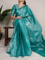 Load image into Gallery viewer, Rama Or Dark Sky Kanjivaram sarees price and Online shopping price Under 1500 . this fabric smooth and very softness and this fabric Rama Or Dark Sky Kanjivaram saree with this price under 1500 . This Fabric Rama Color Kanjivaram Saree For Weddings Best Wear Collection 2025-26 .
