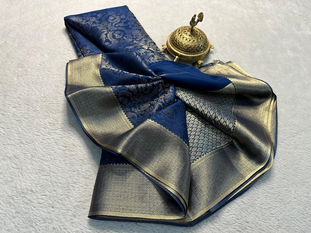 Pure Mysore Silk Fabric In This Amazing Saree , Banarasi Silk Weave , All Over Weaving Work In Saree , Golden Silk Zari Used