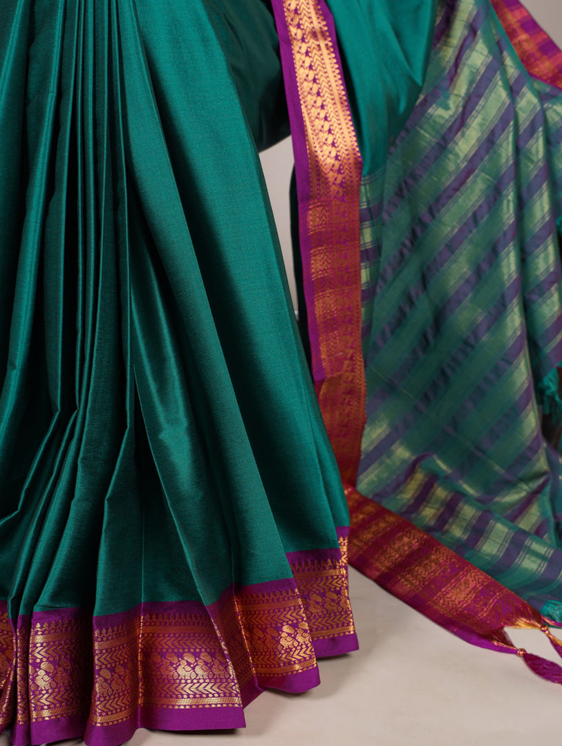 Rama shade saree perfect for ethnic occasions , Radiant rama color silk saree with zari pallu , 
Rama aura saree with rich festive appeal , Eye-catching rama silk saree with elegant shine , Elegant rama saree with traditional finishing .