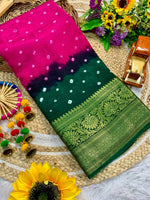 Load image into Gallery viewer, Pure Rani Cotton SIlk Sarees With Price and Online Shopping Price under 1500 . This Saree Most unique Design and smooth Fabric , Pure Cotton Silk Saree , Kanchipuram Silk Saree price under 1500 .