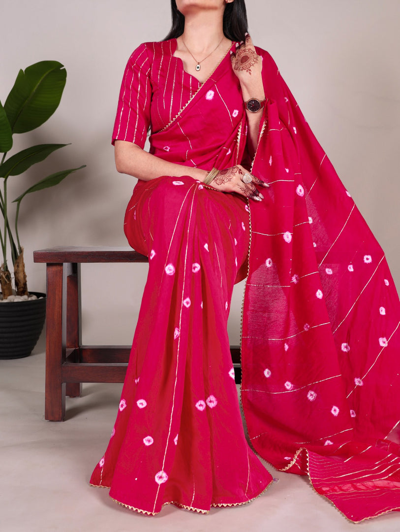 Trendy rani Or Pink Color Viscose Chanderi saree Price and Online Shopping Price Under 1500 , Sarees For Weddings , Gold Zari Weaving Line Saree . Traditional Look Most Of Party Wear Under 1500  . Traditional Look For 2024-25 .