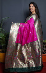 Load image into Gallery viewer, Rani Pure Soft Silk Sarees With Price and Silver Zari Weaving work . Traditional look and smooth Rich fabric and this fabric Pure Soft Silk Saree for wedding , party wear Collcetion .