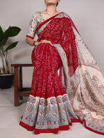 Load image into Gallery viewer, Red Color Green Silk Sarees Price and Online Shopping Price Under 1000 . Buy Red Silk Saree for Weddings , Festive Wear Red Saree Online , Shop Pure Red Banarasi Silk Saree .