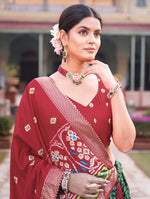 Load image into Gallery viewer, Tulsi Tussar Silk Red Dhavani / Langa Davani | Shoppers Trend
