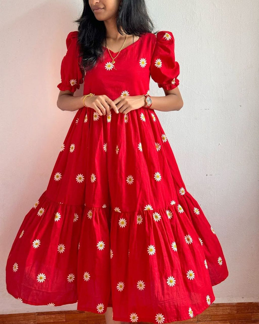 Payal Maska Cotton Red Dress | Shoppers Trend