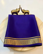 Load image into Gallery viewer, Royal Blue semi mysore silk sarees with price and online shopping price under 1000 . this fabrics semi mysore silk saree blue color most famous and most beautiful authentic look model using this saree .