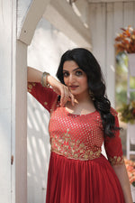 Load image into Gallery viewer, Nova Faux Blooming Red Gown | Shoppers Trend