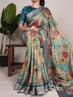 Load image into Gallery viewer, Silver Tussar Silk Saree
Designer Silver Saree for Women
Elegant Silver Printed Saree
Silver Ethnic Saree Online
Party Wear Silver Saree .