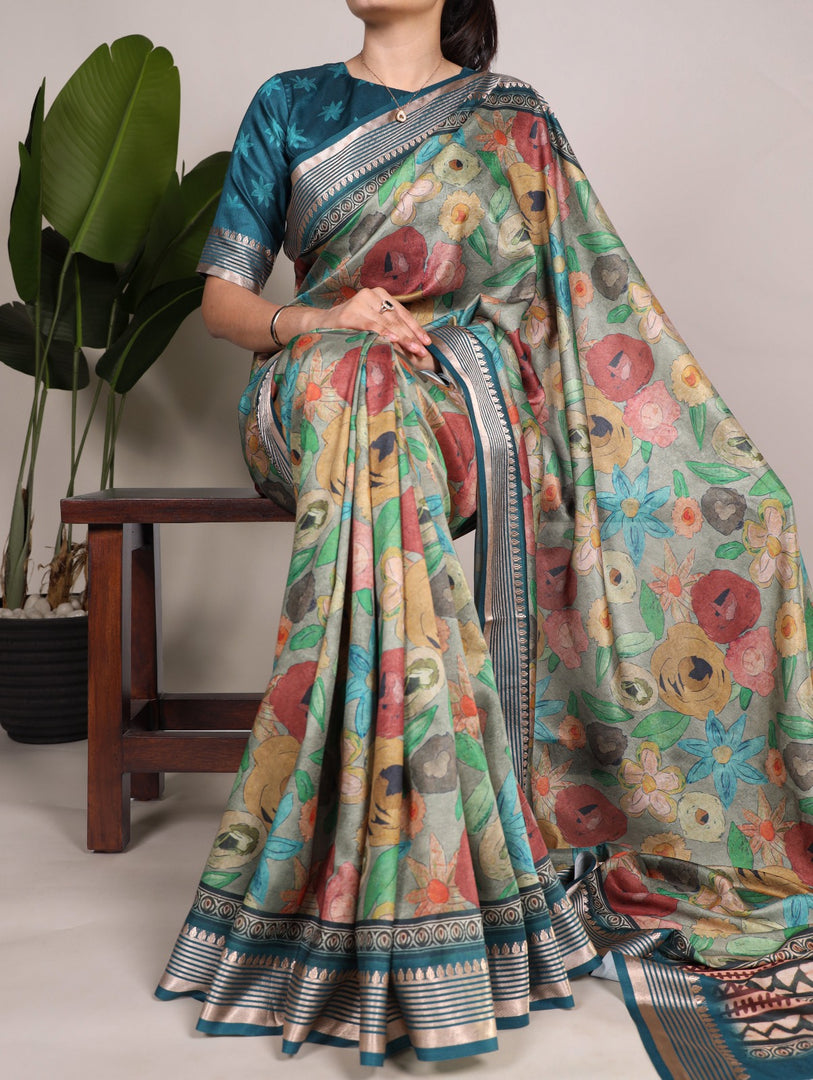 Silver Tussar Silk Saree
Designer Silver Saree for Women
Elegant Silver Printed Saree
Silver Ethnic Saree Online
Party Wear Silver Saree .