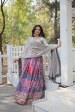 Load image into Gallery viewer, Aarvika Faux Georgette Silver Dhavani / Langa Voni | Shoppers Trend