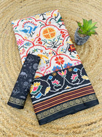 Load image into Gallery viewer, White crackle viscose silk sarees with price and online shopping price under 1500 . this Fabric softy and silk design for elephant adn rajvadi pattern with Zari Weaving Work .