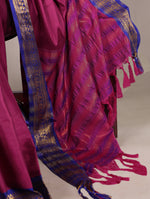 Load image into Gallery viewer, Aura silk wine saree for regal occasions , Maroon-wine saree in soft aura silk fabric , Elegant wine color saree with traditional design , Wine shade silk saree with zari woven pallu , Sophisticated wine saree with unstitched blouse , Rich aura silk saree in wine color finish .