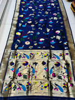 Load image into Gallery viewer, Wonderfully Royal Blue Soft Silk Saree With price and Gold zari weaving work this design most Popular