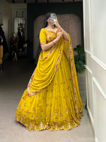 Load image into Gallery viewer, Natasha Georgette Yellow Dhavani Set | Langa Voni | Shoppers Trend