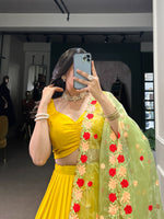 Load image into Gallery viewer, 🌼 Embrace Radiance with Our Yellow Georgette Lehenga Set and Yelloe Fully Georgette Lehenga Set Price and Online Shopping Price Under 2000 .