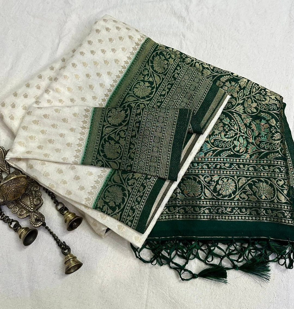 White Zari Weaving Work With Viscose silk sarees price and Online shopping price under 1499 ! - Shop Now Shoppers Trend