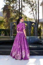 Load image into Gallery viewer, Vanshika Tussar Silk Dhavani Set | Lehenga Koti | Shoppers Trend
