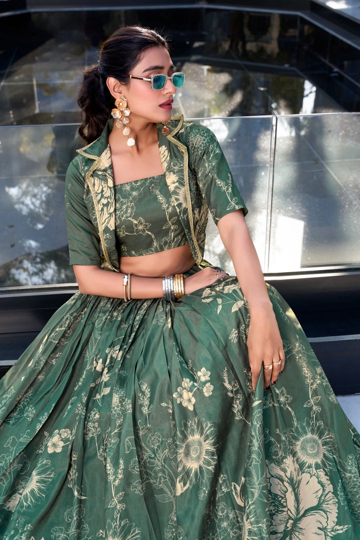 Vanshika Tussar Silk Dhavani Set | Lehenga Koti | Shoppers Trend