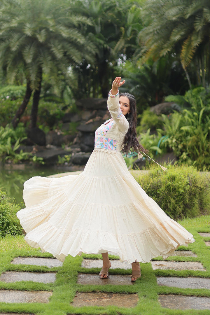 Ankita Cotton White Gown | Shoppers Trend
